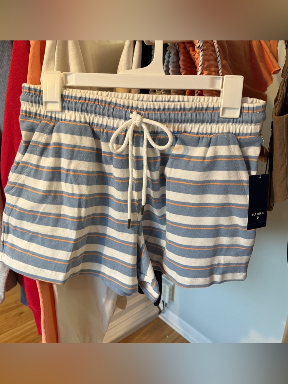 NWT Parke x Target Light Blue/Orange Striped Shorts Size Small